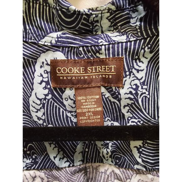 Cooke Street Hawaiian Islands blue wave short sleeve button down shirt 2XL - Picture 2 of 10